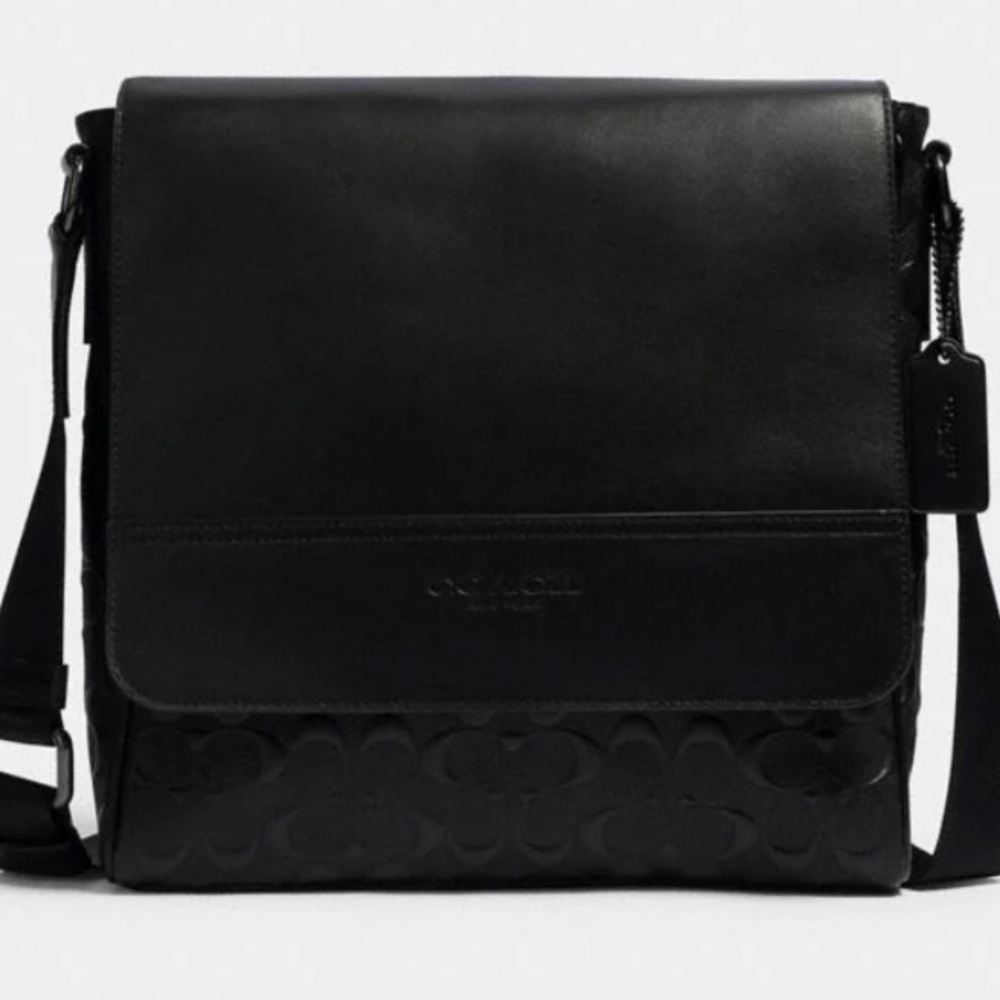 New Coach Houston Map Bag in Signature Leather 10 1/2" x 10 1/2"×3" new with tag - Picture 3 of 7